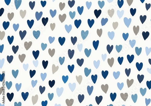 Cute blue hearts seamless pattern background
