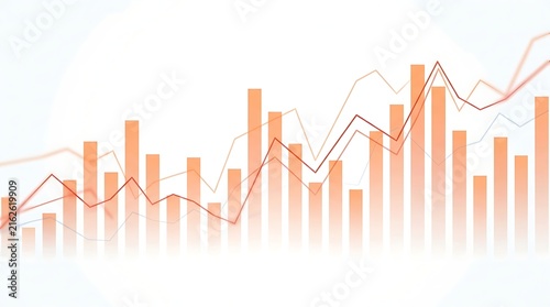Modern financial chart background showing orange bar graphs and red line trend analysis for corporate reporting.