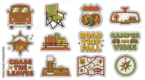 Autumn Camper Sticker Pack Retro Fall Travel Decals
