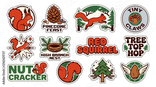 Cute Autumn Red Squirrel Sticker Pack with Retro Y2K Aesthetic
