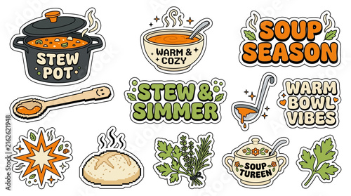 Autumn Cozy Soup and Stew Sticker Pack Y2K Aesthetic Graphics