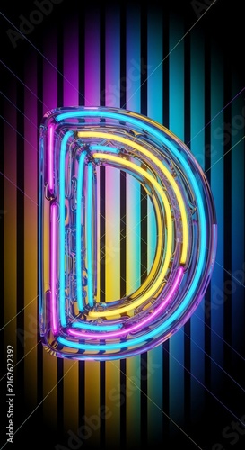 Luminescent Aura: Neon 'D' Ascending