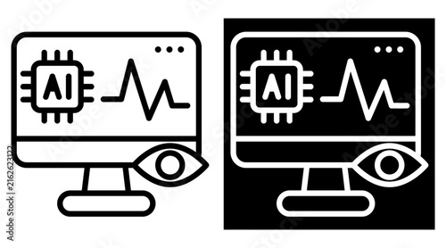monitor Two-tone version in black and white background