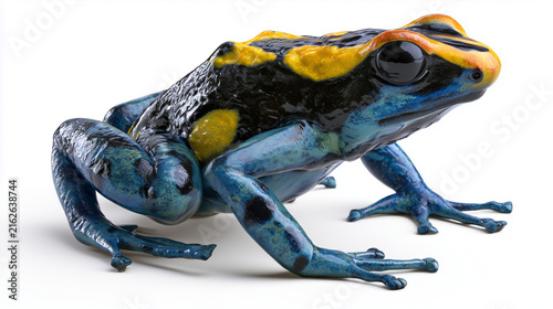 Vibrant Yellow and Blue Tropical Frog Close Up