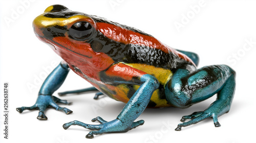 Colorful Tropical Frog Close Up on White Background