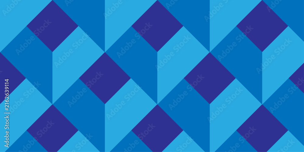 Obraz premium abstract blue geometric cube creative concept triangle overlap square technology background. digital cubes fabric and wallpaper grid block texture background.