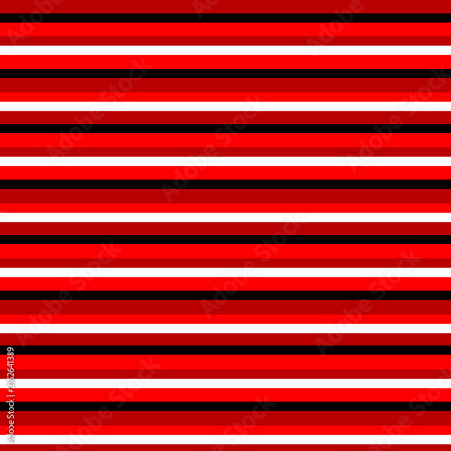 Bold red, black and white horizontal stripe pattern with strong contrast. Modern geometric background ideal for sports graphics, posters, branding, textiles, packaging and digital designs.