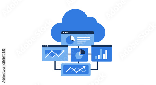 Cloud Computing Data Analytics Vector Illustration