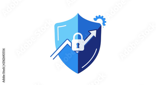 Cybersecurity Shield with Growth Arrow Vector Illustration
