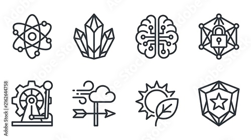 Scientific and Technical Outline Icon Set