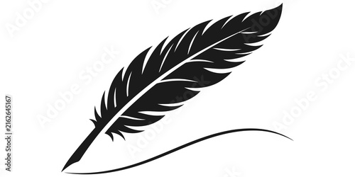 Foto Black ink feather pen drawing symbol flat icon transparent background