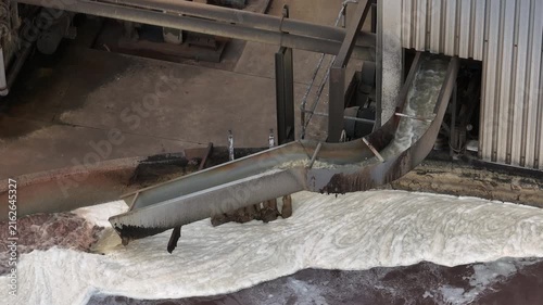 Dirty waste water enters clarifier tank in biogas fuel production