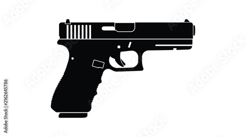 Black silhouette of a handgun on a white background