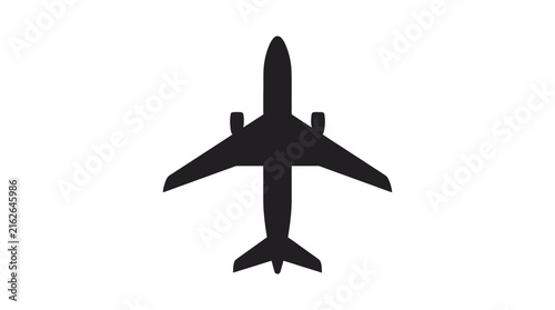 Airplane silhouette against a white background depicts aerial transportation