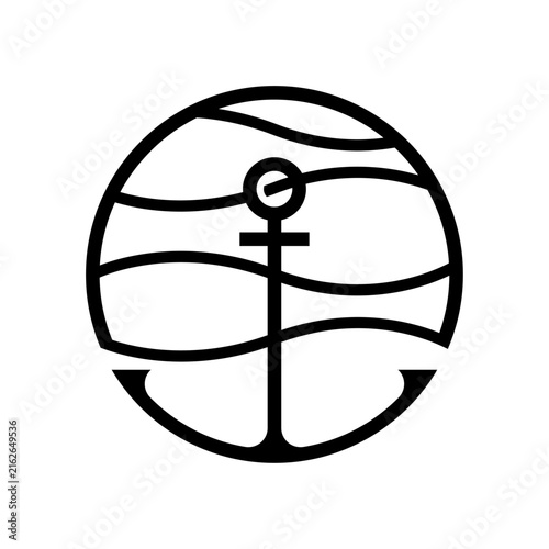 Logo featuring an anchor and a circling wave