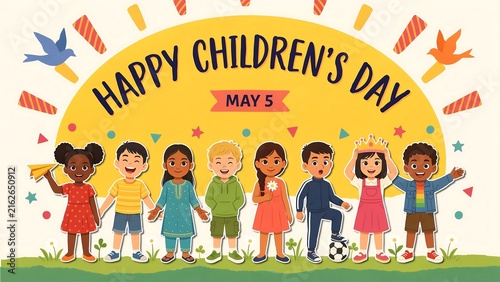 Happy children celebrating children's day on may 5