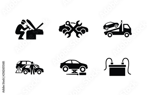 Car repair service icons with transparent background