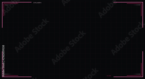 Pink futuristic HUD corner frame border interface on grid background