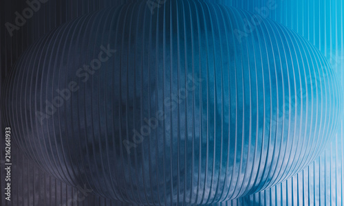 Quadro su tela Abstract futuristic 3D ellipsoid oval form with vertical fluted ribbed texture a