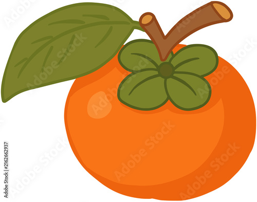 Фотография Cartoon persimmon fruit illustration with leaf