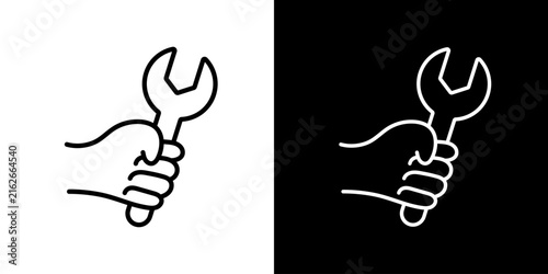 Hand tools and equipment - vector editable line icon.