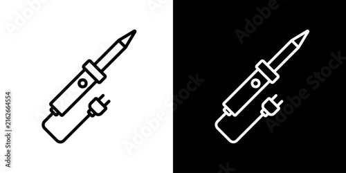 Soldering iron tools - vector editable line icon.