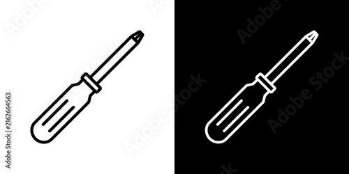 Screwdriver tool - vector editable line icon.