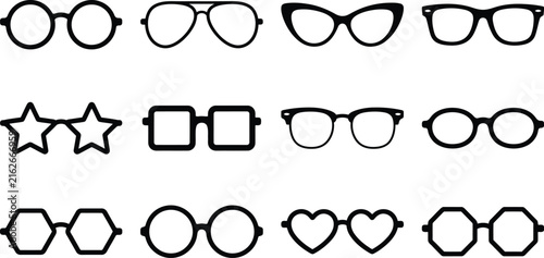 Glasses icons set collection of different shapes and frames vector illustration