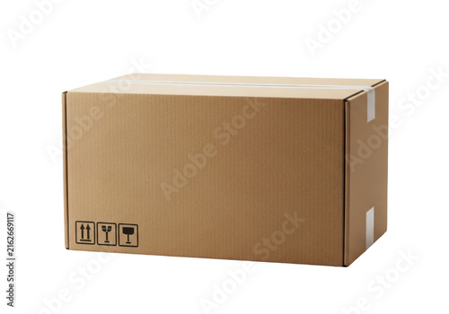 Cardboard shipping box isolated on transparent background