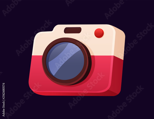 Camera icon, game interface design element. Photo gadget, photography symbol ...