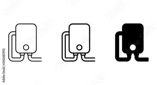 Water Heater Icons, Boiler Vector Graphics, Hot Water System Symbols, Plumbing Equipment Set