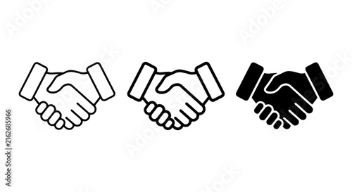 Handshake Icons Set, Partnership and Agreement Vector Graphics, Business Collaboration Symbols