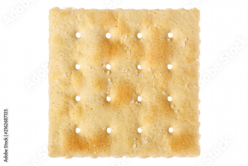 Bild auf Leinwand Single Square Saltine Cracker with Sea Salt Crystals