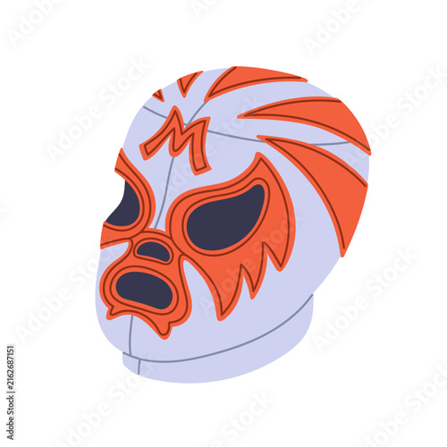 Luchador mask for lucha libre wrestler. Sport head wear with flame pattern an...