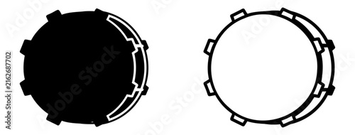 Fotografie Drum Icons Set with Flat Design Elements