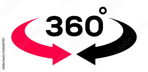 Quadro su tela Red and black 360 degree rotation arrow vector icon isolated on white background