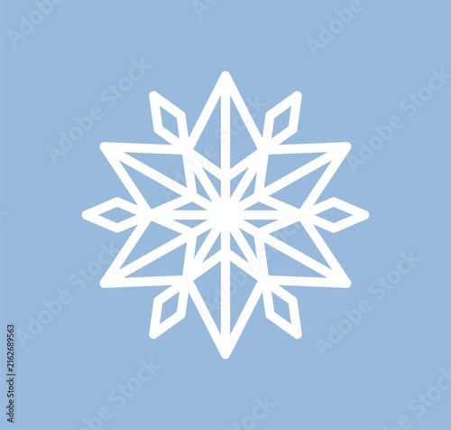 Snowflake crystal. Cold frozen snow flake pattern, geometric line shape. Iced...