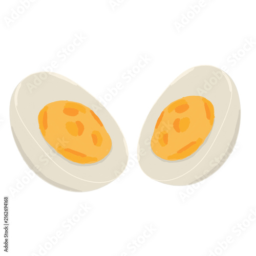 Bild auf Leinwand Hand-drawn illustration of a sliced hard-boiled egg with bright yellow yolk, iso
