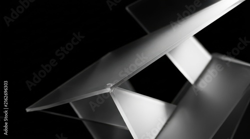 Abstract Architectural Glass Panels Study with Intersecting Shapes