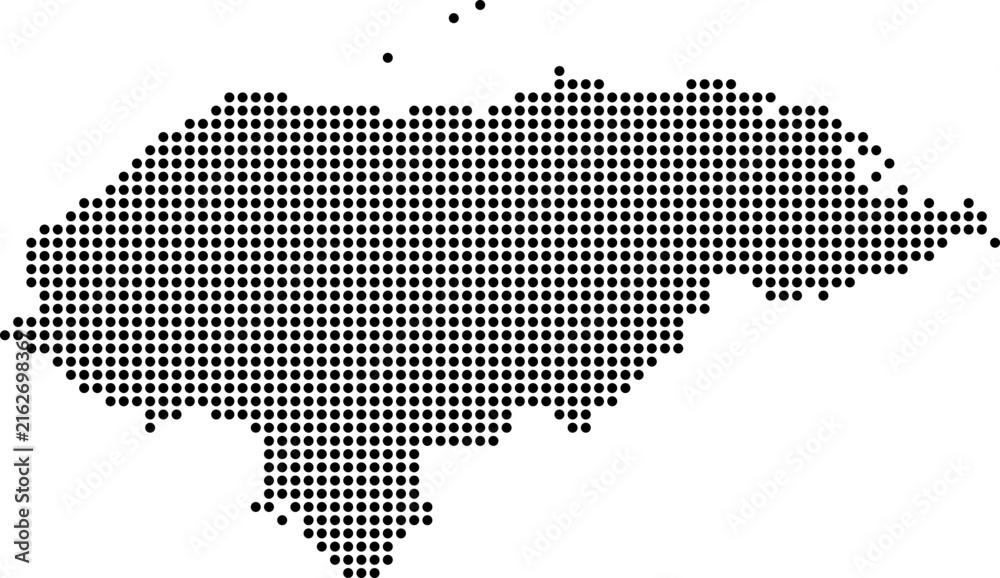 Fototapeta premium Honduras dotted map with circular dot pattern, abstract vector geographic silhouette on blue background