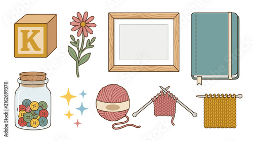 Cozy Hobbies and Lifestyle Object Icons Set