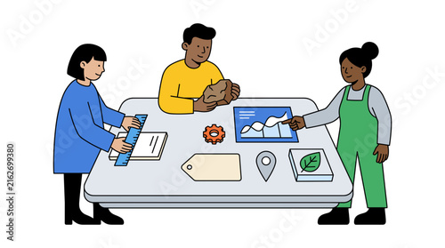 Diverse team collaborating on business project strategy