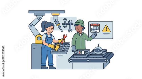 Industrial Robot Factory Workers Manufacturing Components