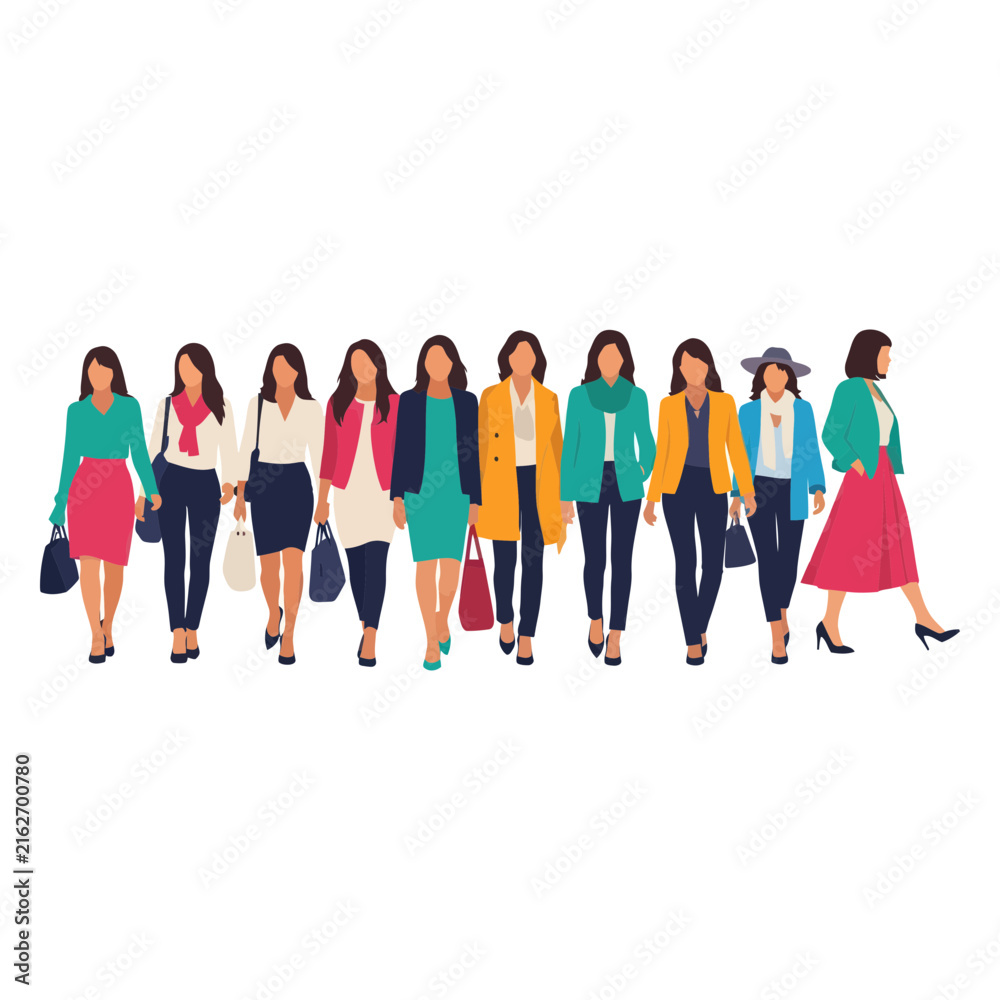 Obraz premium Diverse Group of Professional Women Walking Together