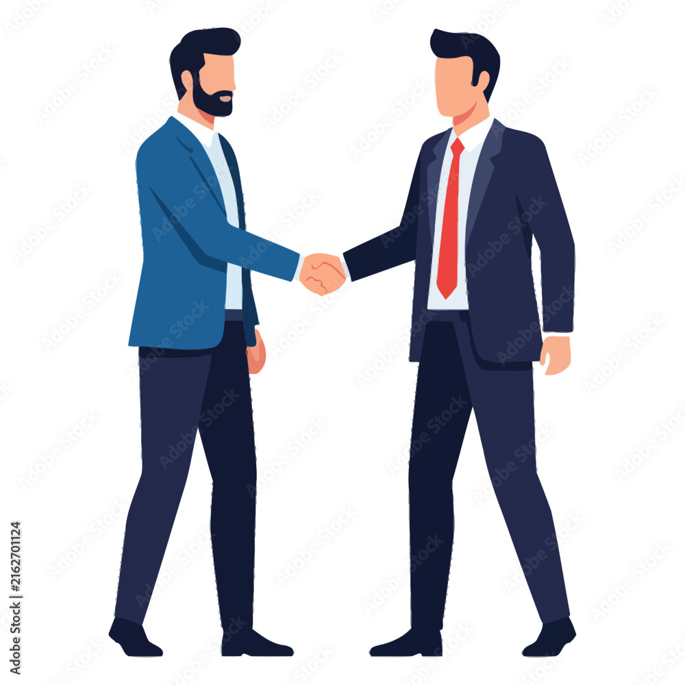 Fototapeta premium Two Businessmen Shaking Hands in Agreement