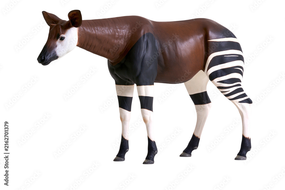 Naklejka premium Isolated okapi animal standing side view on white background