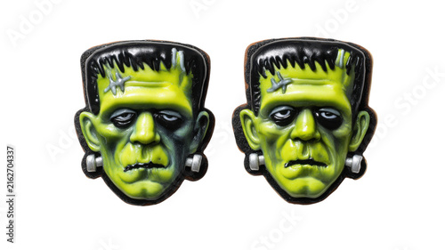 Frankenstein face cookies for Halloween party celebration