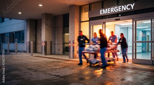Medical Team Rushing Patient into Hospital Emergency Room