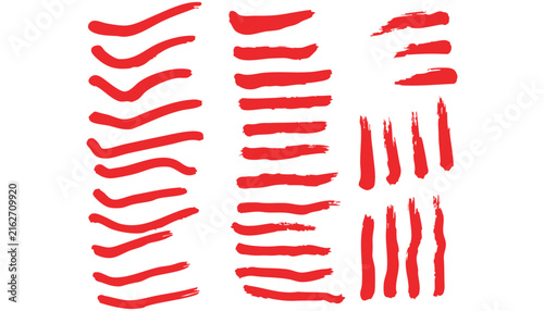 Hand Painted Red Paint Brush Strokes and Splashes with Love Heart, Chili Pepper, Valentine, Christmas and Holiday Food Decoration Design