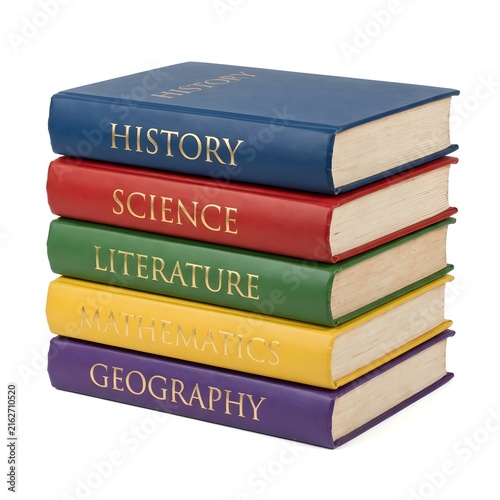 Stack of Colorful School Textbooks